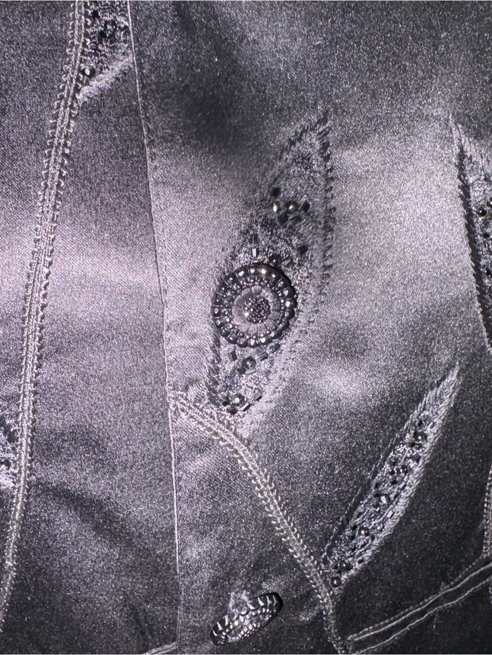 anage size large black button jacket embroidered & beads lined EUC - Picture 8 of 8